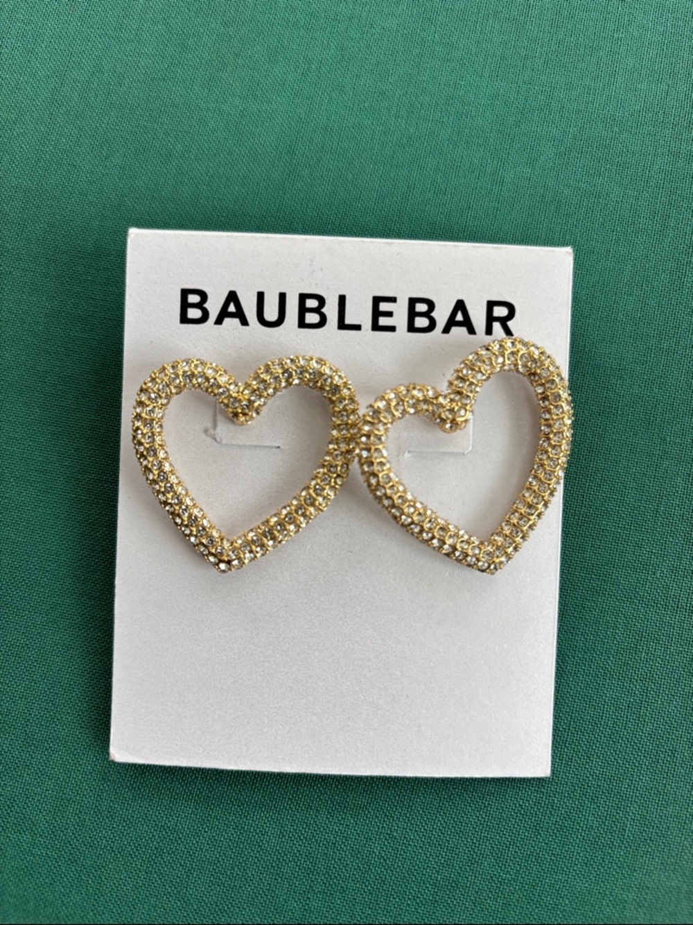 BaubleBar Gold Open Heart Crystal Stud Earrings